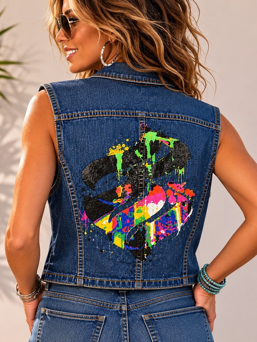 Rocawear Y2K Denim Vest Graffiti Logo Crop Jean Jacket L